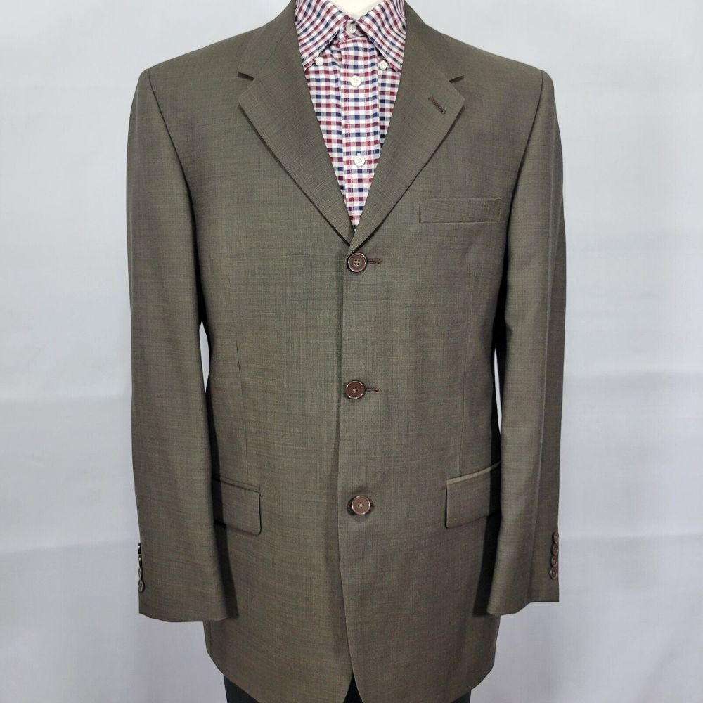 Pierre Cardin Men's‎ Sport Coat Blazer Three Button Brown Nailhead Wool Size 42L